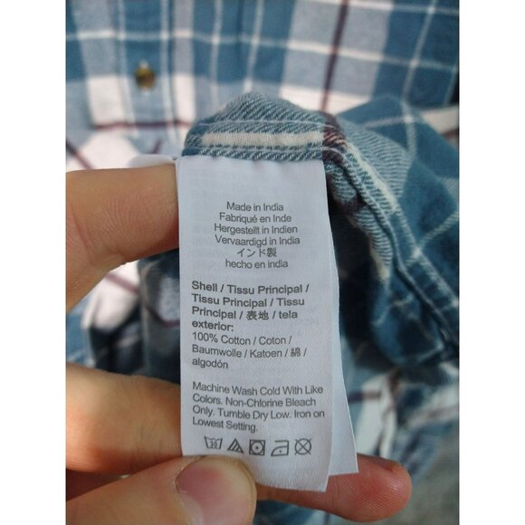 J Crew Shirt Mens XL Blue Plaid Flannel Slim Fit Long Sleeve Button Up Casual - Picture 7 of 9